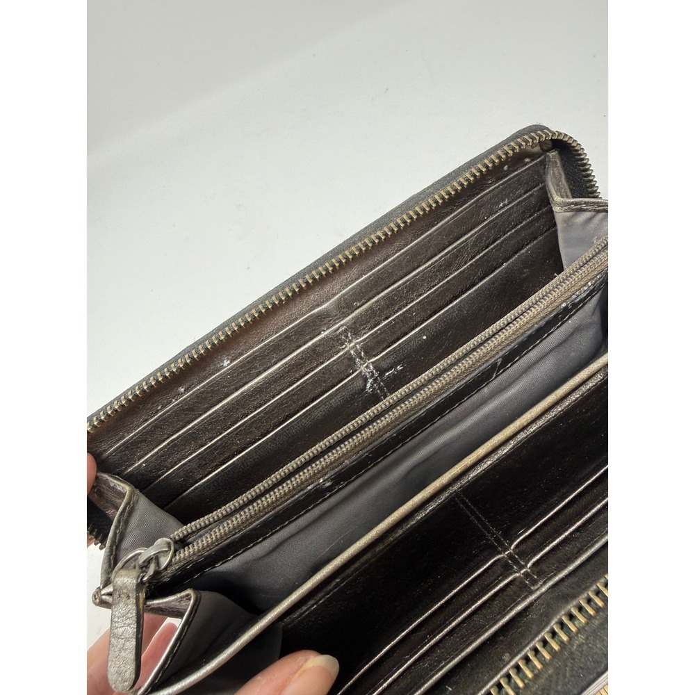 COACH Crocodile Embossed Leather Accordion Black Wallet 8‎ inches - Picture 14 of 16
